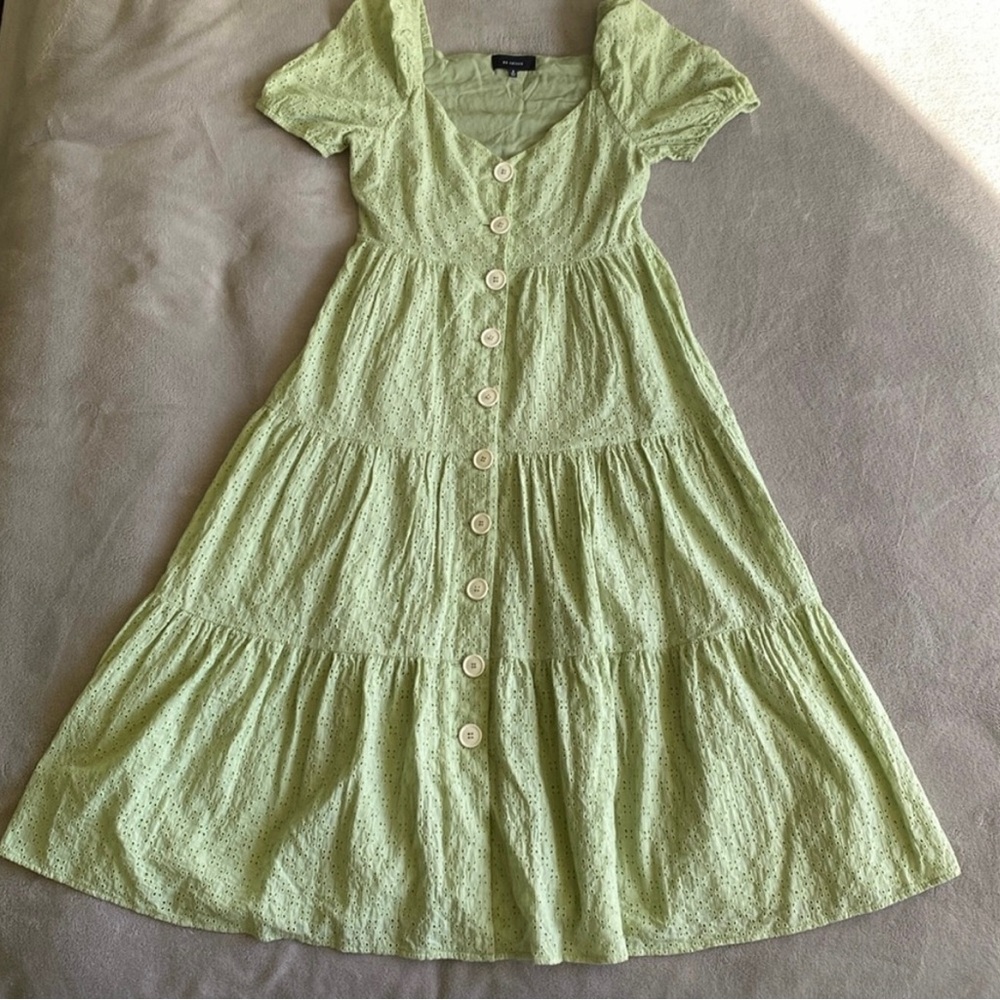 Anthropologie En Saison Green Eyelet Midi Dress